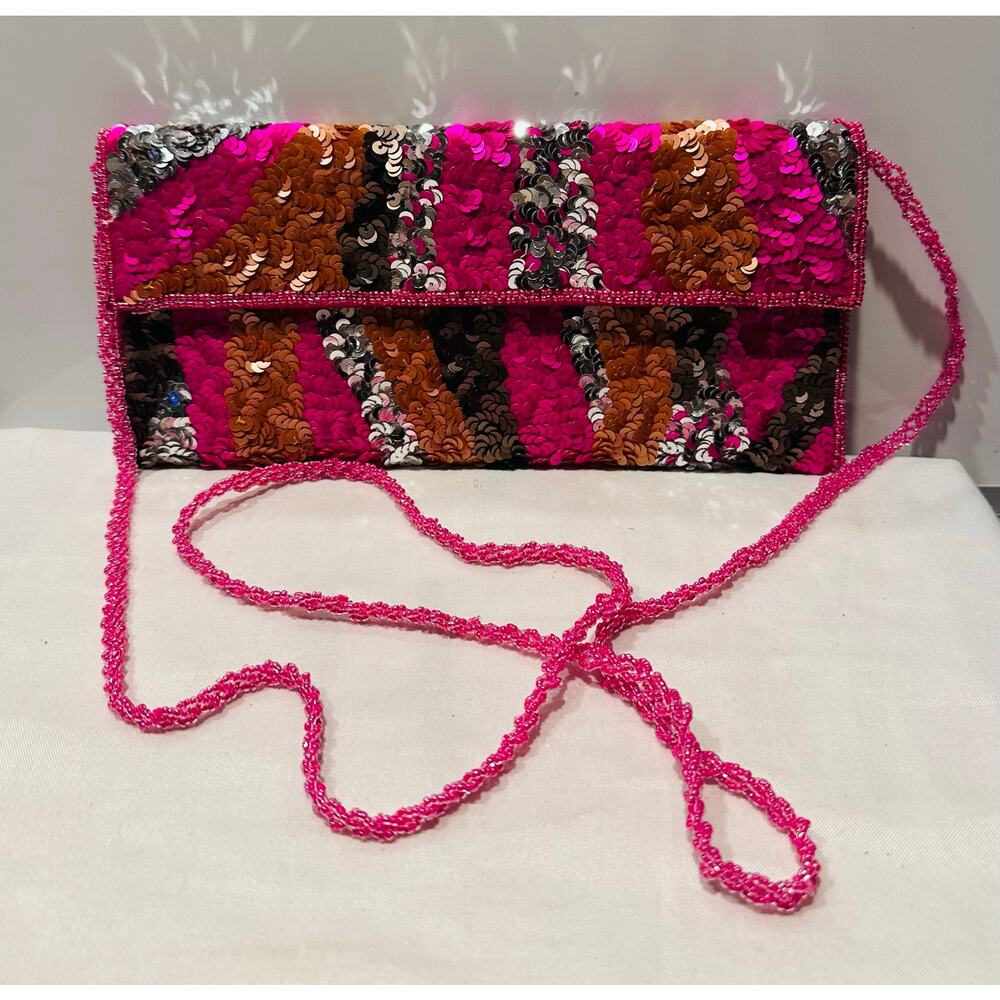 Expressions NYC purse Women’s Mini Shoulder Handbag Pink brown orange evening
